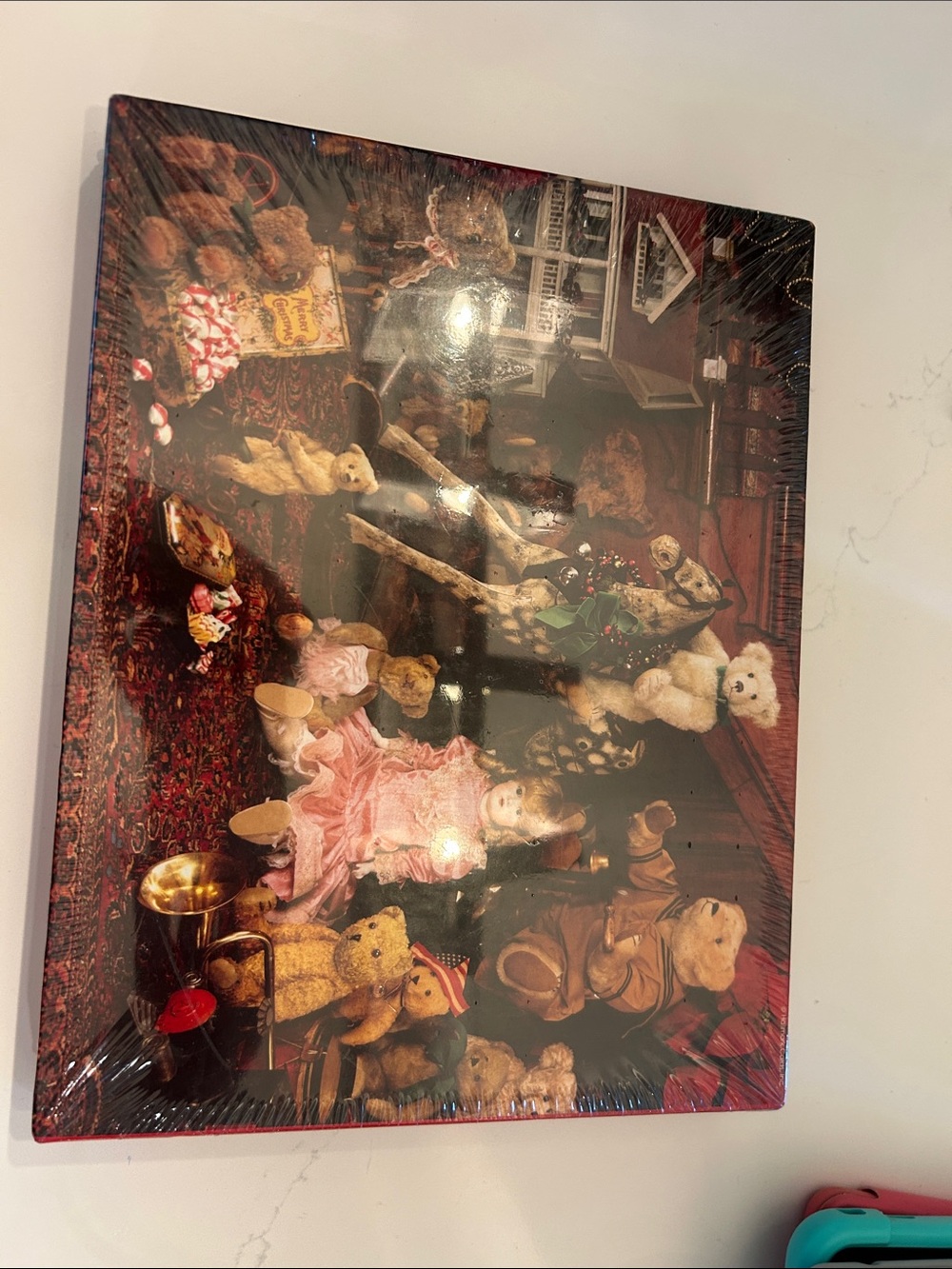 Vintage Teddy Bear Display Art Print - Brown, Red